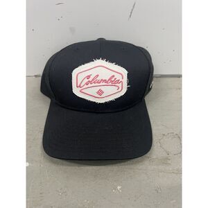 Columbia Hat Snapback Baseball Cap Navy Gray Red Sewn‎ Patch Logo Mesh Trucker